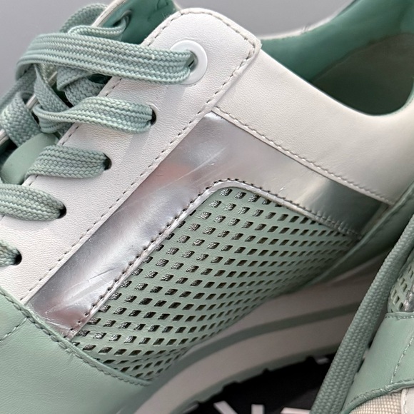 MICHAEL KORS Billie Trainer Sneakers in Pale Jade Diamond Lasered Leather - Picture 15 of 16